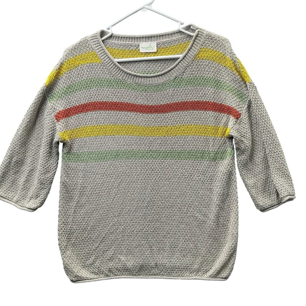 Magnolia PALM Sweater Size Small Stripe Pullover BOHO